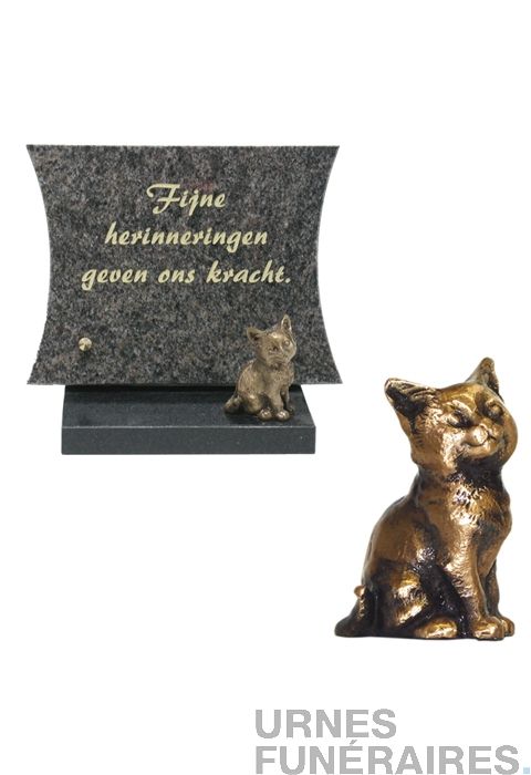 Plaque commémorative avec chat en bronze