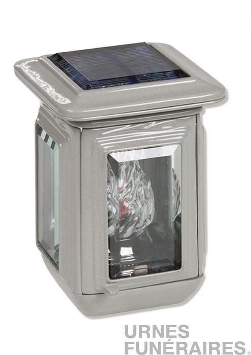 Lanterne Tombe en Aluminium avec Flamme LED et Panneau Solaire (Petit)