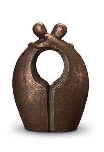 Urne Funéraire en céramique bronze 'Adieu' | bronze et gris argent