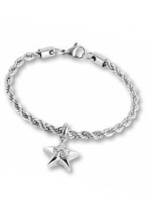 Bracelet cinéraire en inox avec étoile et zirconium pierre