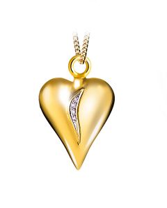 Petit cœur en or (14 carat)avec diamant 0.04 crt