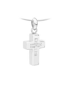 Pendentif memoire argent (925) 'Croix' (zirconium pierre)