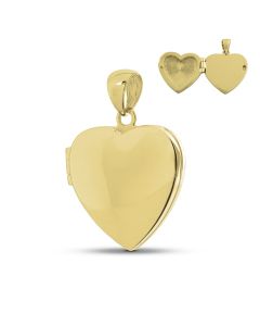 Médaillon cinéraire doré petit cœur (14 carat) pour photo et cendres