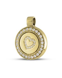 Pendentif cinéraire 'Coeur' de cendres en or avec diamants
