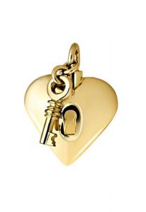 Bijou cendres commémoratif cinéraire en or 14 carat coeur serrure avec clé
