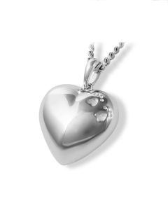 Bijou pendentif cinéraire en argent (925) 'Coeur' avec empreintes de pattes