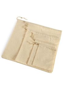 Sac biodégradable pour cendres en coton écru avec cordon de serrage