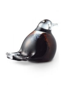 Mini-urne en verre cristal 'Oiseau' marron / noir / blanc