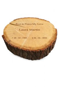 Plaque funéraire disque d'arbre en bois chêne