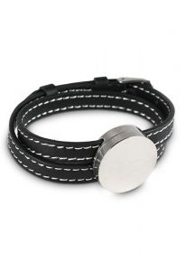 Bracelet porte-cendre en cuir noir 