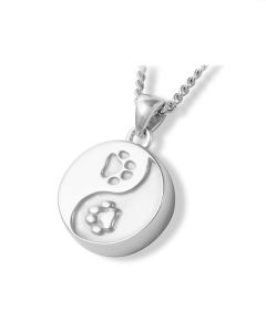 Bijou pendentif cinéraire en argent (925) 'Yin Yang' avec empreinte de patte