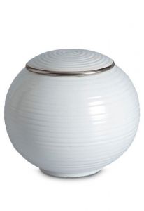 Urne pour cendres en porcelaine 'Sfera' - Bordure platine