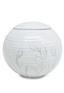 Urne pour cendres en porcelaine 'Sfera' - Fleurs métalliques argentées