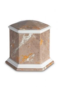 Urne funéraire en porcelaine 'Esagono' | Motif marbre brun
