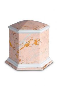 Urne funéraire en porcelaine 'Esagono' | Motif marbre rose
