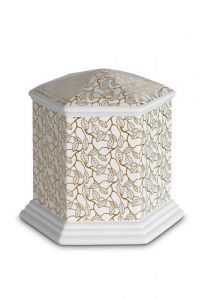 Urne funéraire en porcelaine 'Esagono' | Feuilles d’or pur