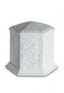 Urne funéraire en porcelaine 'Esagono' | Feuilles platine mates