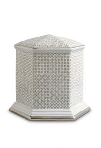 Urne funéraire en porcelaine 'Esagono' | Trèfles à quatre feuilles avec double bordure platine