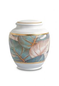 Mini-urne en porcelaine 'Classica' | Feuilles colorées avec bordures dorées