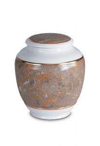 Mini-urne en porcelaine 'Classica' | Motif marbre brun avec bordures dorées