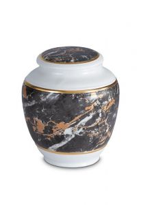 Mini-urne en porcelaine 'Classica' | Motif marbre noir avec bordures dorées