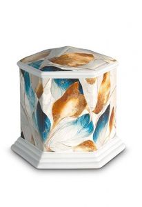 Mini urne pour cendres en porcelaine 'Esagono' | Multicolore avec structure naturelle