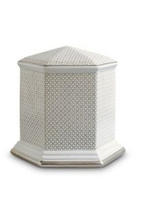 Mini-urne en porcelaine 'Esagono' | Trèfles à quatre feuilles avec double bordure platine