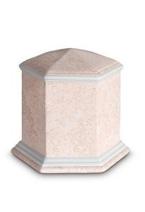 Mini-urne en porcelaine 'Esagono' | Relief corail rose