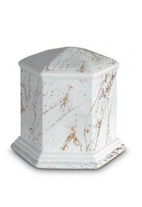 Mini-urne en porcelaine 'Esagono' | Marbre de Carrare avec veines dorées