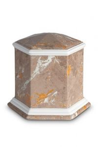 Mini-urne en porcelaine 'Esagono' | Motif marbre brun