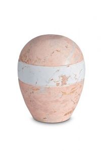 Mini urne pour cendres en porcelaine 'Planet' - Motif marbre rose