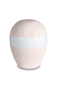 Mini urne pour cendres en porcelaine 'Planet' - Relief corail rose