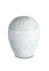 Mini urne pour cendres en porcelaine 'Planet' - Relief eau marine - vert