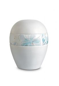 Mini urne pour cendres en porcelaine 'Planet' - Bande avec lignes florales