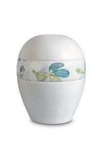 Mini urne pour cendres en porcelaine 'Planet' - Bande avec fleurs