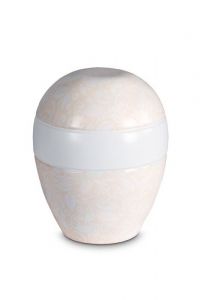 Mini urne pour cendres en porcelaine 'Planet' - Motif floral beige en relief