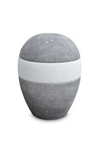 Mini urne pour cendres en porcelaine 'Planet' - Pierre bleue belge et glace