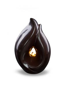 Urne photophore Flame of Memory - brun chocolat avec accent nacré