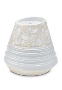 Urne pour cendres en porcelaine 'Maya' | Motif floral beige