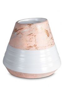 Urne pour cendres en porcelaine 'Maya' | Motif marbre rose