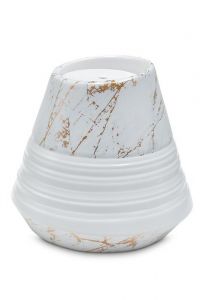 Urne pour cendres en porcelaine 'Maya' | Marbre de Carrare avec veines dorées