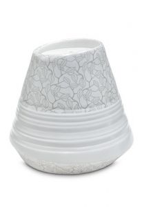 Urne pour cendres en porcelaine 'Maya' | Feuilles platine mates