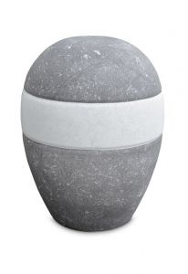 Urne pour cendres en porcelaine 'Planet' - Pierre bleue belge et glace