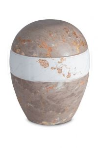 Urne pour cendres en porcelaine 'Planet' - Motif marbre brun et blanc