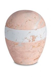Urne pour cendres en porcelaine 'Planet' - Motif marbre rose