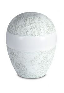 Urne pour cendres en porcelaine 'Planet' - Relief eau marine - vert