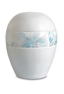 Urne pour cendres en porcelaine 'Planet' - Bande avec lignes florales