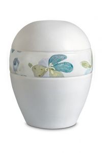 Urne pour cendres en porcelaine 'Planet' - Bande avec fleurs