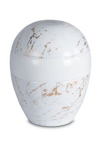Urne pour cendres en porcelaine 'Planet' - Marbre de Carrare avec veines dorées