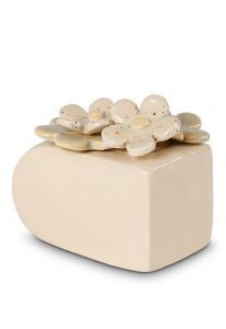 Petite urne funéraire en céramique 'Flowerbox' beige